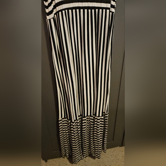 Monochrome Striped Patchwork Maxi Dress, Plus Size XL - Picture 10 of 12